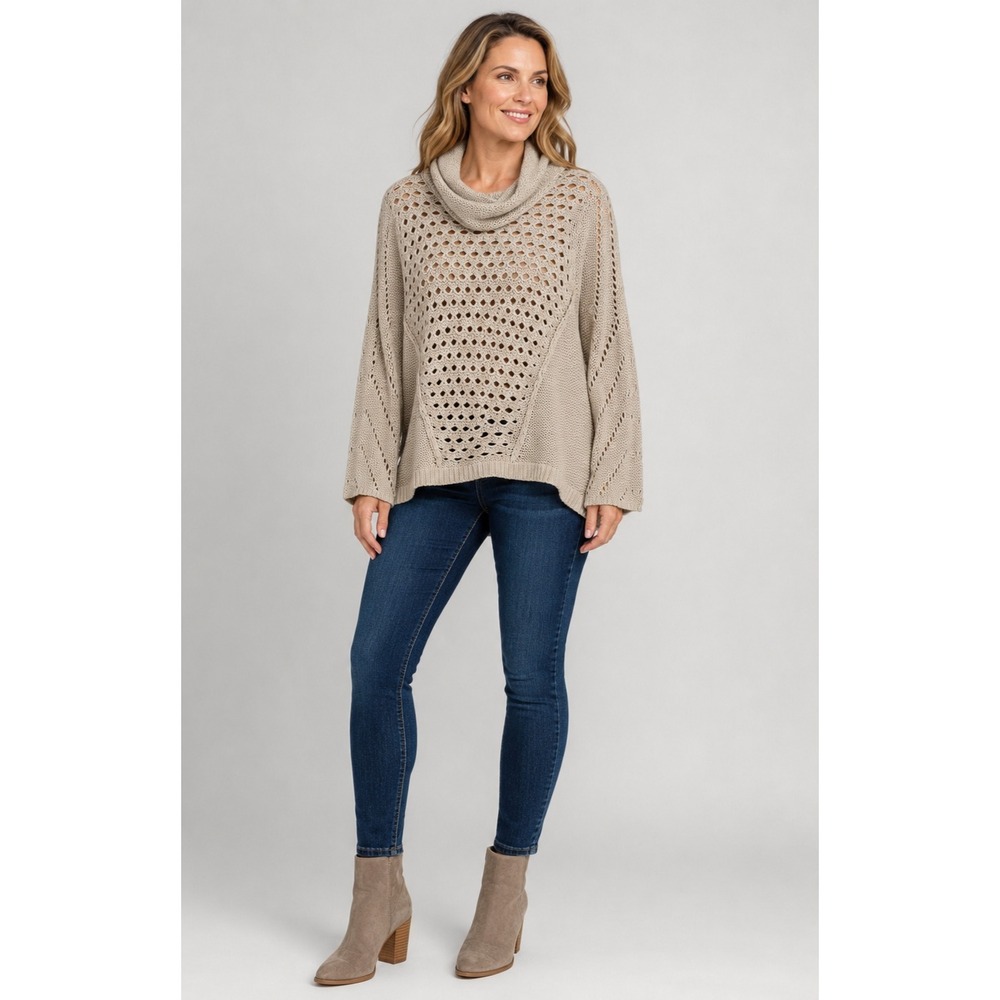 Stitchfix RD Style Grannycore Beacy Sweater Womens M Tan Loose Knit NEW